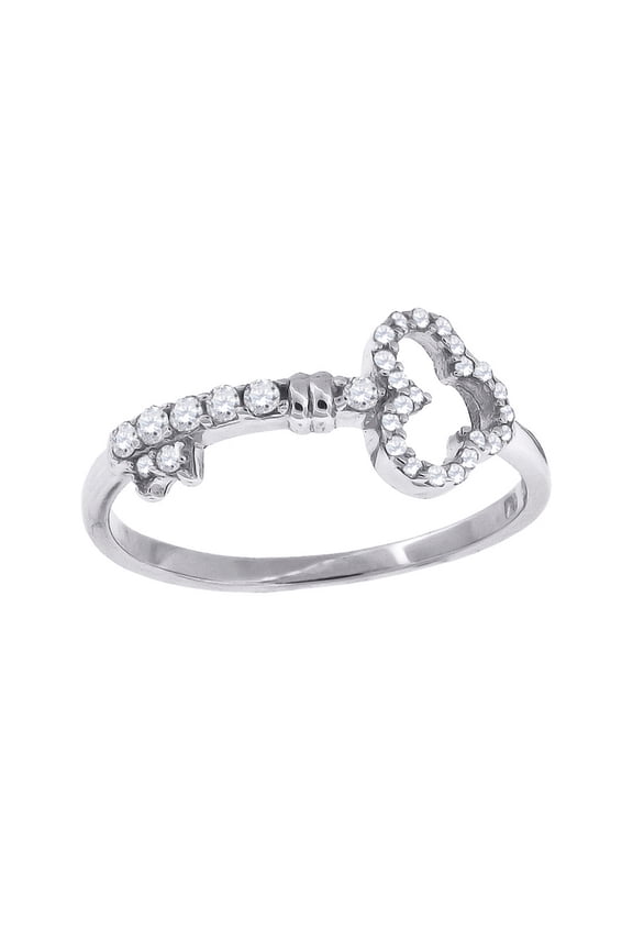 925 Sterling Silver Womens CZ Cubic Zirconia Simulated Diamond Key Ring Size 6 Jewelry for Men