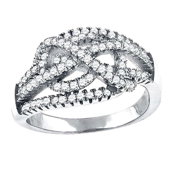 925 Sterling Silver Womens Cubic Zirconia Knotted Fashion Ring Size 6 Ring for Women