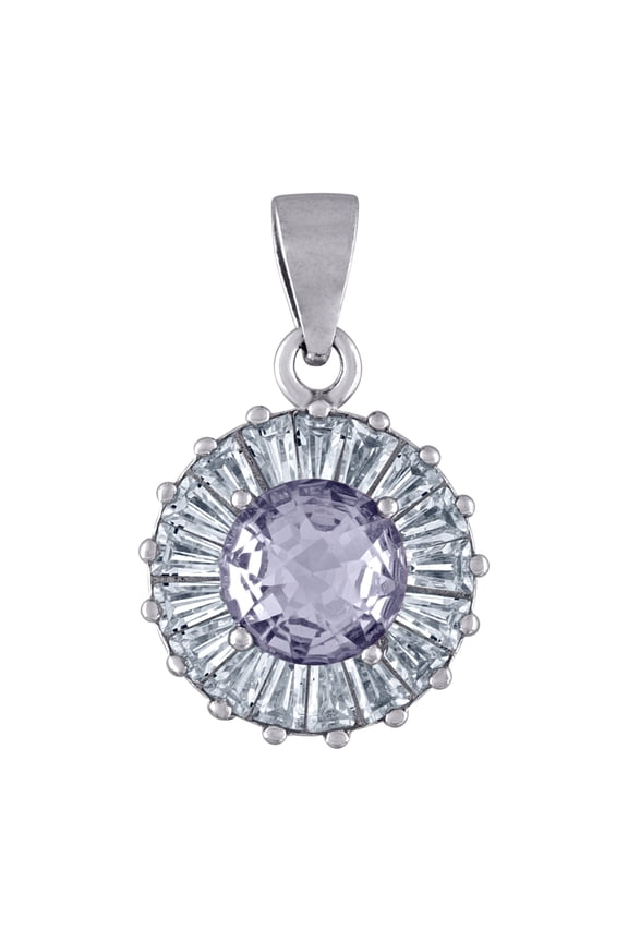 925 Sterling Silver Womens Cubic Zirconia Lavender Flower Nature Charm Pendant Necklace Pendant for Women