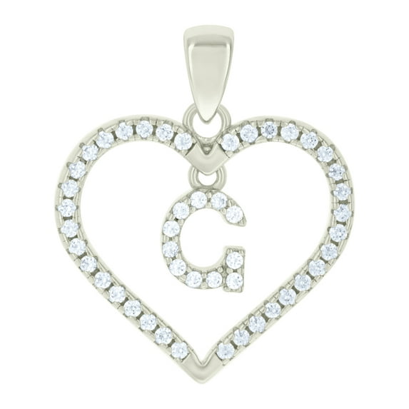 925 Sterling Silver Womens Cubic Zirconia Letter Name Personalized Monogram Initial Alphabet G Love Heart Charm Pendant
