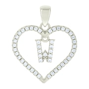 925 Sterling Silver Womens Cubic Zirconia Letter Name Personalized Monogram Initial Alphabet W Love Heart Charm Pendant