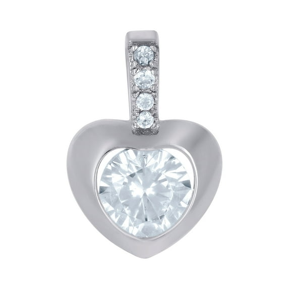 925 Sterling Silver Womens Cubic Zirconia Love Heart Charm Pendant Necklace 13x8.8mm Wide Pendant for Women
