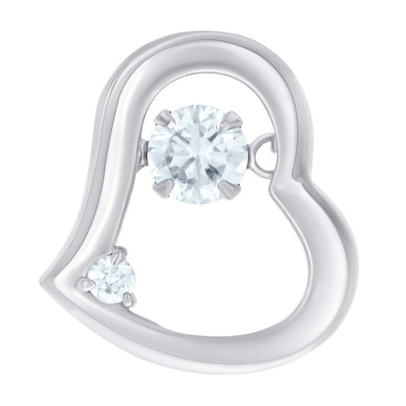 925 Sterling Silver Womens Cubic Zirconia Love Heart Charm Pendant Necklace 20.3x11.6mm Wide Pendant for Women