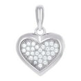 thumbnail image 1 of 925 Sterling Silver Womens Cubic Zirconia Love Heart Charm Pendant Necklace 37.6x17mm Wide Pendant for Women, 1 of 2