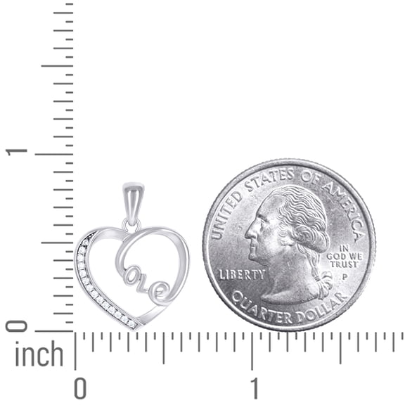 925 Sterling Silver Womens Cubic Zirconia Love Heart Charm Pendant Necklace 21.59x16.6mm Wide Pendant for Women