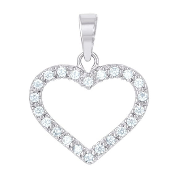 925 Sterling Silver Womens Cubic Zirconia Love Heart Charm Pendant Necklace 23.2x18.5mm Wide Pendant for Women