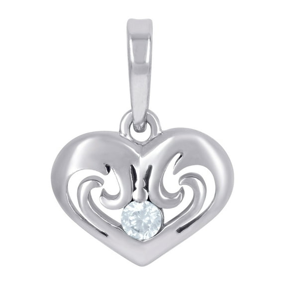 925 Sterling Silver Womens Cubic Zirconia Love Heart Charm Pendant Necklace 17x12.5mm Wide Pendant for Women