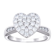 925 Sterling Silver Womens Cubic Zirconia Love Heart Engagement Ring 11.8x3.7mm Wide Size 7 Statement Ring for Women