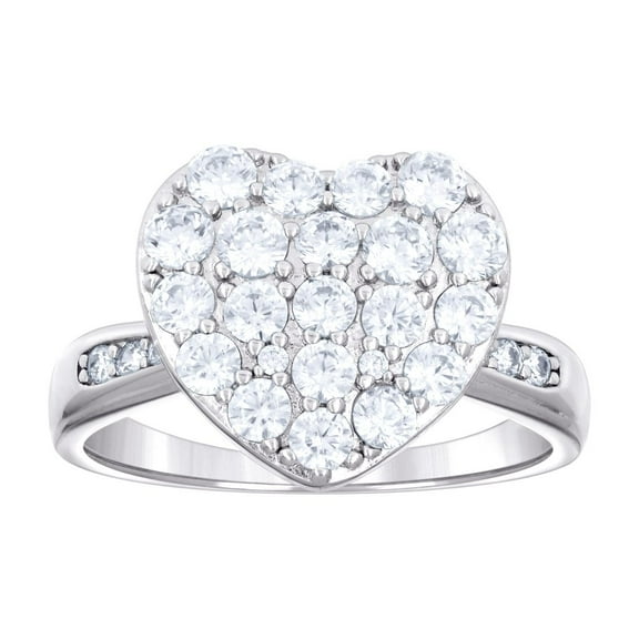 925 Sterling Silver Womens Cubic Zirconia Love Heart Engagement Ring 13.5x3.5mm Wide Size 8 Statement Ring for Women