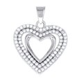 thumbnail image 1 of 925 Sterling Silver Womens Cubic Zirconia Love Heart In Hearts Pendant Necklace 18.4x24.2mm Wide Pendant for Women, 1 of 2