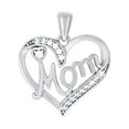 thumbnail image 1 of 925 Sterling Silver Womens Cubic Zirconia Love Heart Mom Charm Pendant Necklace 19x17.4mm Wide Pendant for Women, 1 of 2