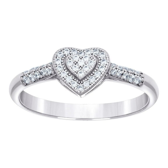 925 Sterling Silver Womens Cubic Zirconia Love Heart Ring 7.5x2.5mm Wide Size 9 Statement Ring for Women
