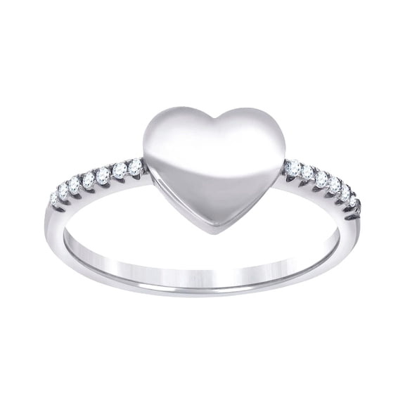 925 Sterling Silver Womens Cubic Zirconia Love Heart Ring 8.1mm Wide Size 10 Statement Ring for Women