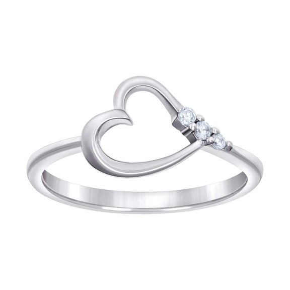 925 Sterling Silver Womens Cubic Zirconia Love Heart Ring 9.8mm Wide Size 7 Statement Ring for Women