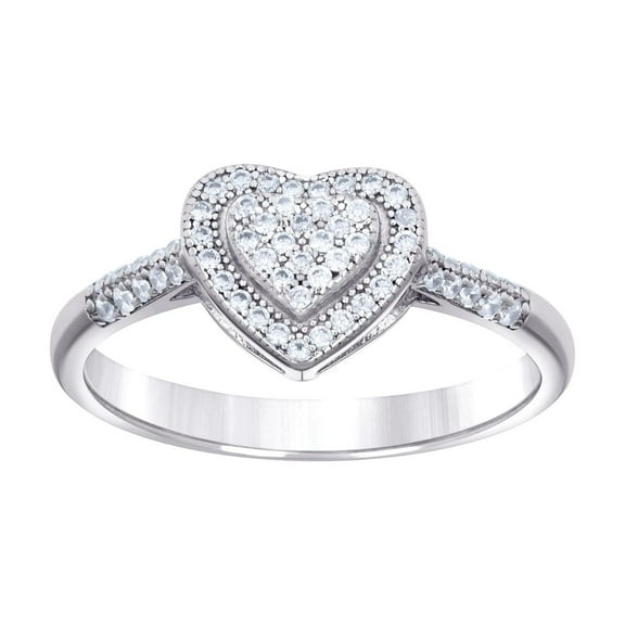 925 Sterling Silver Womens Cubic Zirconia Love Heart Ring 9mm Wide Size 6 Statement Ring for Women
