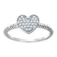thumbnail image 1 of 925 Sterling Silver Womens Cubic Zirconia Love Heart Ring 8x1.7mm Wide Size 6 Statement Ring for Women, 1 of 2