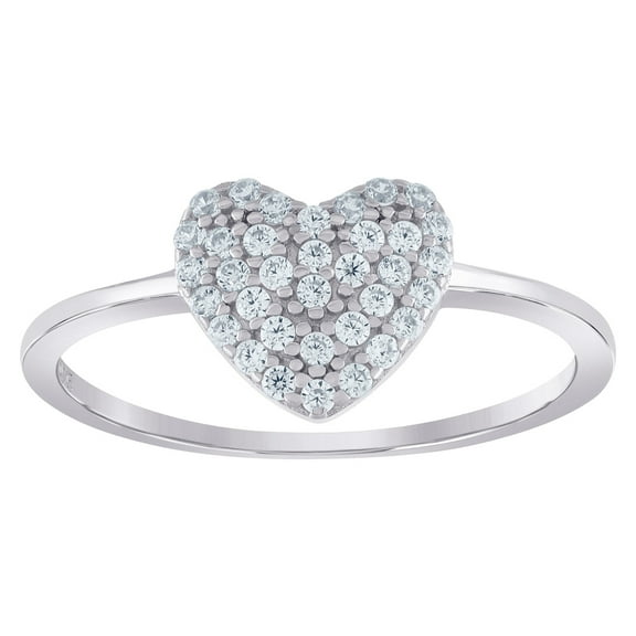 925 Sterling Silver Womens Cubic Zirconia Love Heart Ring Size 9 8.1mm Long Statement Ring for Women