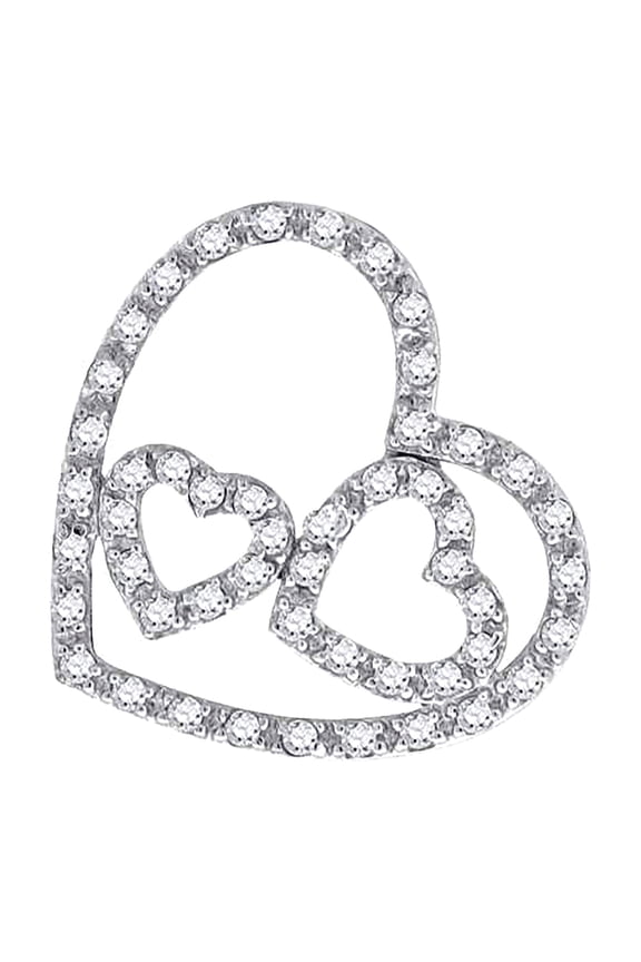 925 Sterling Silver Womens Cubic Zirconia Love Heart Triple Charm Pendant Necklace Pendant for Women