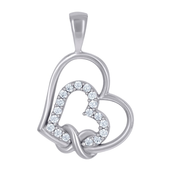 925 Sterling Silver Womens Cubic Zirconia Love Knot Heart Charm Pendant Necklace 22.7x14.9mm Wide Pendant for Women