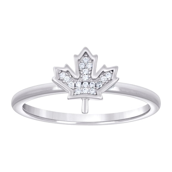 925 Sterling Silver Womens Cubic Zirconia Maple Leaf Fashion Ring 8.9mm Wide Size 9 Ring for Women