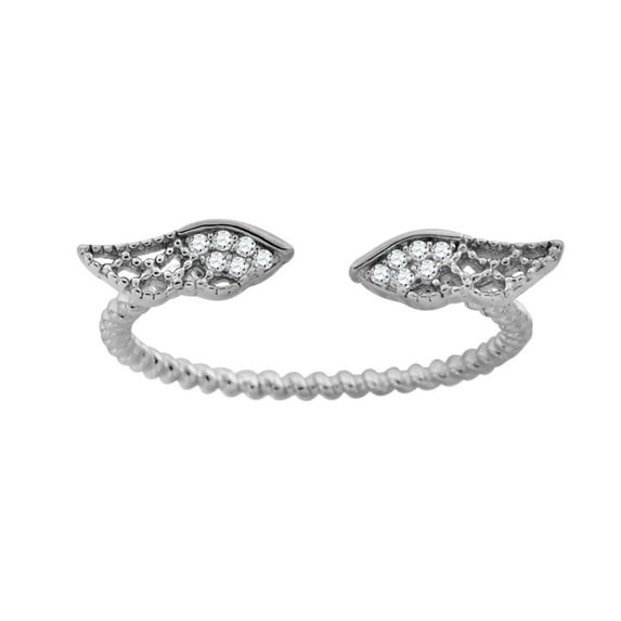 925 Sterling Silver Womens Cubic Zirconia Religious Guardian Angel Wings Adjustable toe ring Size 7 toe ring for Women