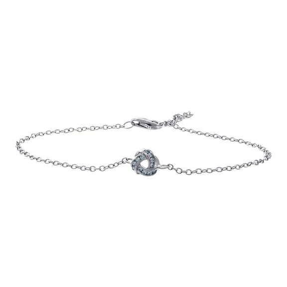 925 Sterling Silver Womens Cubic Zirconia Rolo Link Love Knot Bracelet Link Bracelet for Women