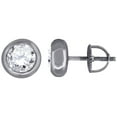 thumbnail image 1 of 925 Sterling Silver Womens Cubic Zirconia Round Bezel Setting Studs Earrings 8.2mm Wide Stud Earring for Women, 1 of 2