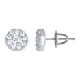 thumbnail image 1 of 925 Sterling Silver Womens Cubic Zirconia Round Fashion Stud Earrings 7mm Wide Stud Earring for Women, 1 of 2