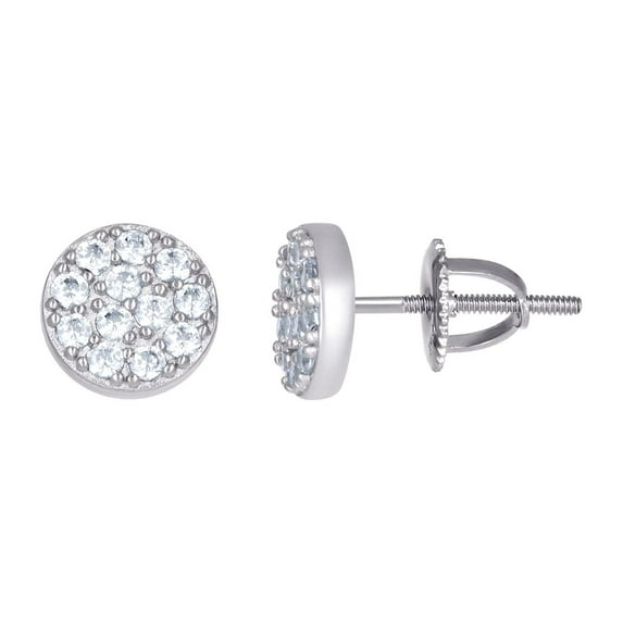 925 Sterling Silver Womens Cubic Zirconia Round Fashion Stud Earrings 7mm Wide Stud Earring for Women