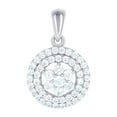 thumbnail image 1 of 925 Sterling Silver Womens Cubic Zirconia Round Pendant Necklace Charm 18.7x12mm Wide Pendant for Women, 1 of 2