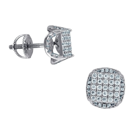925 Sterling Silver Womens Cubic Zirconia Round Stud Earrings 9.8mm Wide Stud Earring for Women