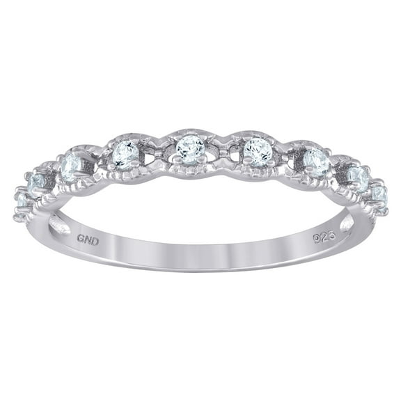 925 Sterling Silver Womens Cubic Zirconia Semi-eternity Wedding Band Ring Size 7 2.8mm Lo Eternity Ring for Women and Me