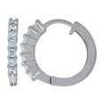 thumbnail image 1 of 925 Sterling Silver Womens Cubic Zirconia Single Row Huggie Hoop Earrings Hoop Earring for Women, 1 of 2