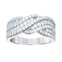 925 Sterling Silver Womens Cubic Zirconia Twisted Fashion Ring 8.6mm Long Size 6 Ring for Women