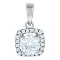 thumbnail image 1 of 925 Sterling Silver Womens Cubic Zirconia Square Fashion Charm Pendant Necklace 19x10.1mm Wide Pendant for Women, 1 of 2