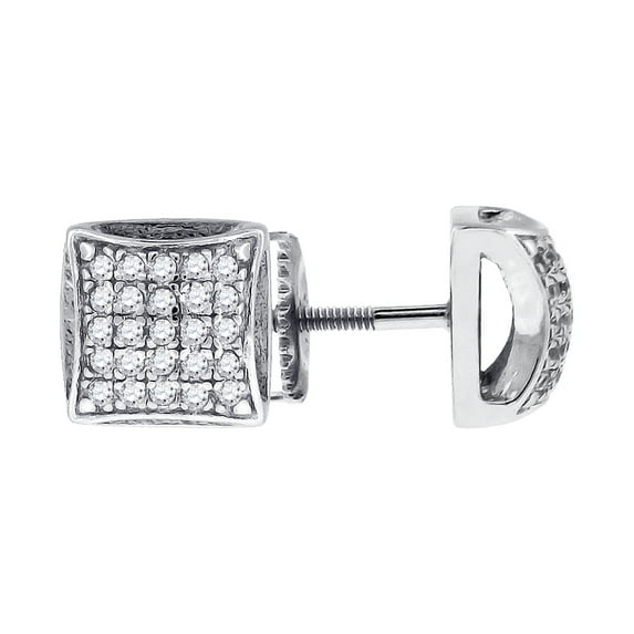 925 Sterling Silver Womens Cubic Zirconia Square Stud Earrings 7.1x7.1mm Wide Stud Earring for Women