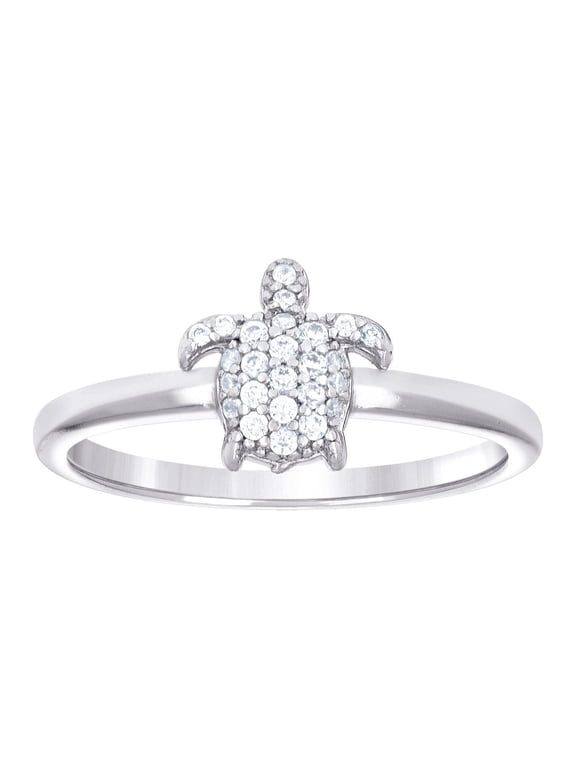 925 Sterling Silver Womens Cubic Zirconia Turtle Ocean Life Ring 7.7x1mm Wide Size 5 Ring for Women