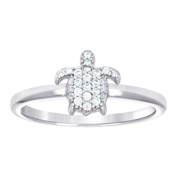 925 Sterling Silver Womens Cubic Zirconia Turtle Ocean Life Ring 7.7x1mm Wide Size 8 Ring for Women