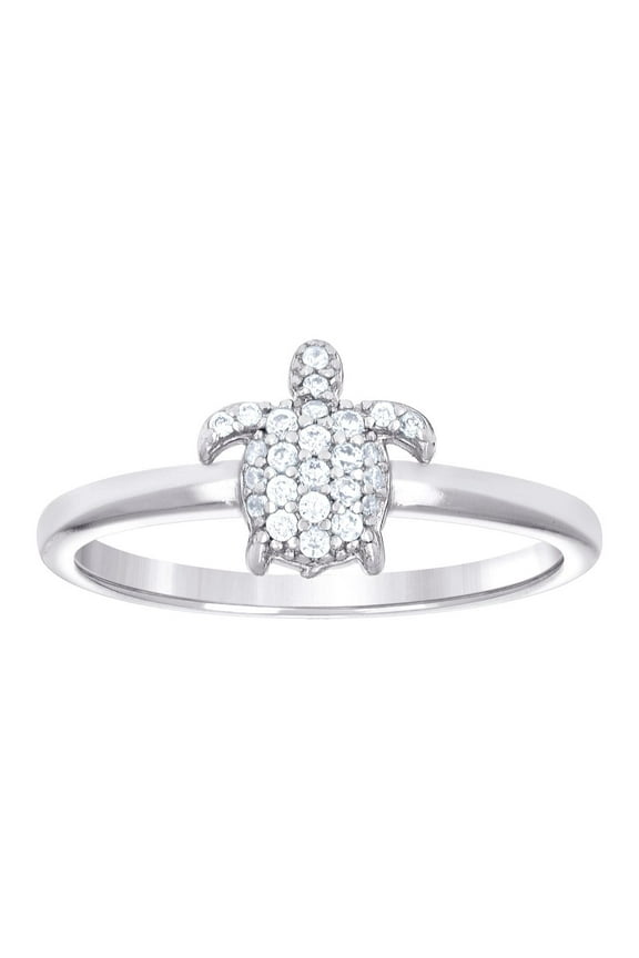 925 Sterling Silver Womens Cubic Zirconia Turtle Ocean Life Ring 7.7x1mm Wide Size 8 Ring for Women