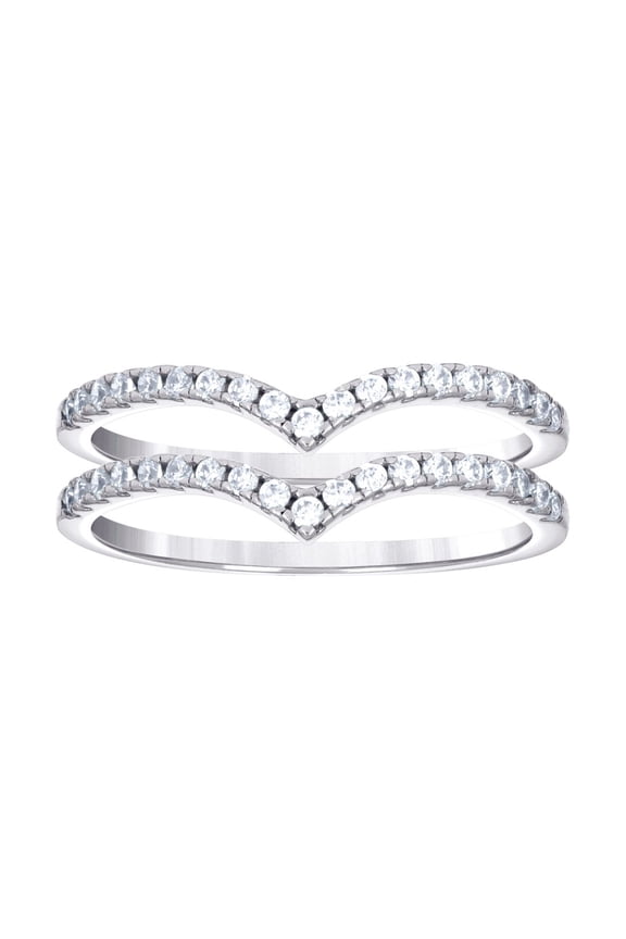 925 Sterling Silver Womens Cubic Zirconia V-shape Fashion Ring 5.8mm Wide Size 9 Ring for Women