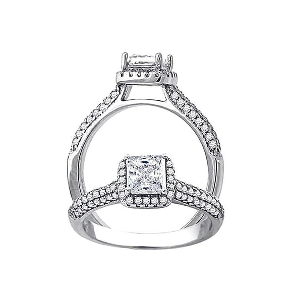 925 Sterling Silver Womens Princess Cut Cubic Zirconia Fashion Bridal Ring 7.2x2.7mm Wide Size 6 Ring for Women