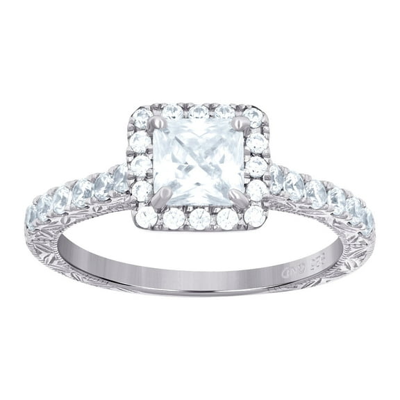 925 Sterling Silver Womens CZ Princess-cut Center Stones Bridal Wedding Anniversary Engagement Ring Band Size 7 Annivers