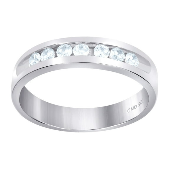 925 Sterling Silver Womens Cubic Zirconia Round Center Stones Bridal Wedding Anniversary Engagement Ring Band 5mm Long S