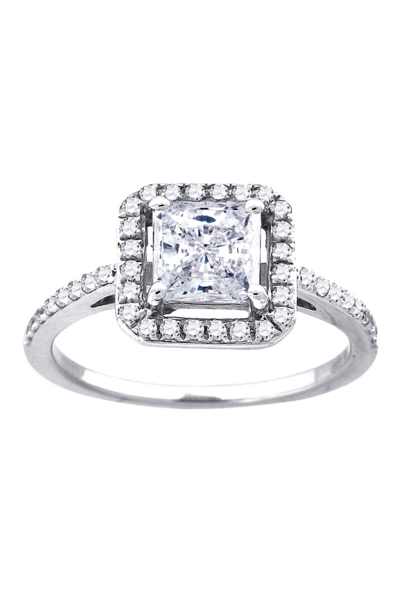 925 Sterling Silver Womens CZ Size 8 Princess-cut Center Stone Bridal Wedding Anniversary Engagement Wedding Band for Wo