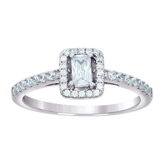 925 Sterling Silver Womens Emerald-Cut Cubic Zirconia Fashion Bridal Ring 4.7x2.5mm Wide Size 8 Ring for Women