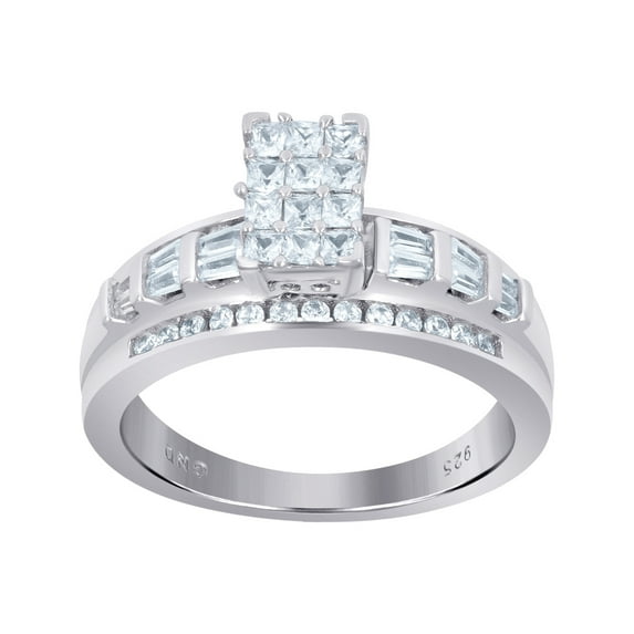 925 Sterling Silver Womens Cubic Zirconia Cinderella Ring 7x4.9mm Wide Size 8 Ring for Women