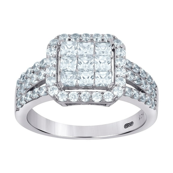 925 Sterling Silver Womens Princess Cut Cubic Zirconia Square Head Engagement Ring 12.2x5mm Wide Size 8 Engagement Ring