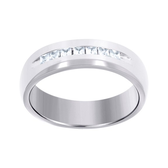 925 Sterling Silver Womens CZ Princess-cut Center Stones Bridal Wedding Anniversary Engagement Ring Band 5.5x5.5mm Wide