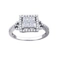thumbnail image 1 of 925 Sterling Silver Womens CZ Size 8 Princess-cut Center Stones Bridal Wedding Anniversary Engagemen Wedding Band for Wo, 1 of 2