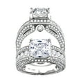 thumbnail image 1 of 925 Sterling Silver Womens Cubic Zirconia Engagement Ring 8.9x6.5mm Wide Size 8 Engagement Ring for Women, 1 of 2